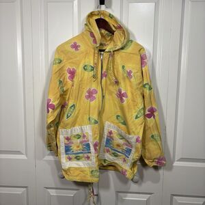 Asian Creations Jacket Women S Floral Hooded Yellow Boho Festival Lightweight